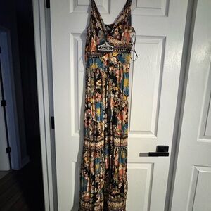 Angie Floral Maxi Dress - Black and Multicolor $15